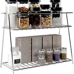 flax 2 spice rack for kitchen Stainless Steel Wall Shelf Stainless Steel Spice Racks-image-22