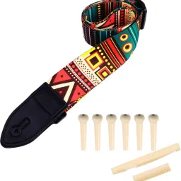 Guitar Strap with Guitar Saddle & Nut and Bridge Pins Set for Acoustic Guitar Nylon, Polyester Strap-picture-18