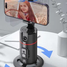 EVAAENTERPRISES P02 Gimbal Stabilizer in Black Color and Auto Face Tracking Tech. 2 Axis Gimbal for Mobile, Camera-2