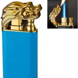 Crocodile Blue Gold (Pack of 1) DRAGON DOUBLE FLAME CROCODILE SOLID CIGAR CIGARETTE LIGHTER Pocket Lighter-image-22