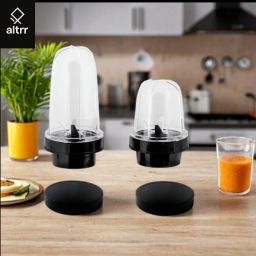 Set of 2 Bullet Nutri Jars (662 ML & 393 ML) – For Healthy Smoothies & Sambar Mixer Juicer Jar-image-92