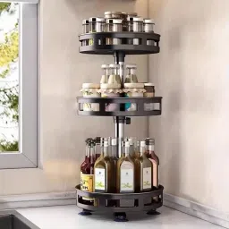 Containers Kitchen Rack 360 Degree Multi-functional Rotating Shelf, Large Capacity Multi-layer Storage Iron-image-28