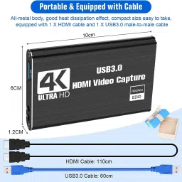 Tobo Game Capture Card, 4K USB 3.0 HDMI Video Capture Card with HDMI Loop-Out 1080P 32 inch Blu-ray Player image 4