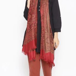 COTTON SILVER Wool Self Design Men, Women Shawl-image-3