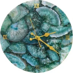 Natural Agate Stone Wall Clock with Prosperity & Good Luck -D1 Regular Round Crystal Stone-image-66