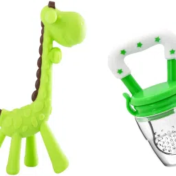 Baby Soft Silicone Giraffe Textured Teething Toy | Baby Fresh Fruit Nibbler Teether and Feeder-21
