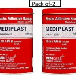 Mediplast Elastic Adhesive Bandage -10cm x 4/6m Crepe Bandage (PACK OF -2) 6 MTR Crepe Bandage-image-52