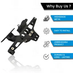 moto genius "Universal CNC Adjustable LED Tail Tidy for All Bikes - Black" Bike Number Plate image 2