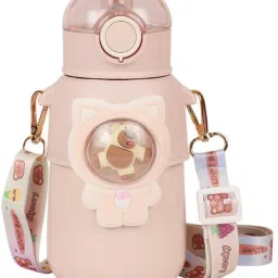 Steel Hot & Cold Straw Sipper Bottle For Kids, And Adults With Strap. Leakproof.-image-56