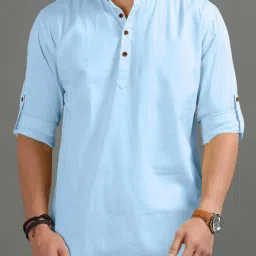 Men Solid Cotton Blend Straight Kurta-image-6