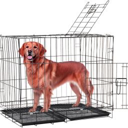 Foldable Metal Wire Dog Cage/Crate/Carrier with Tray, Single Door, 24 Inch,Black Cat, Dog, Rabbit, Monkey Cage-image-39