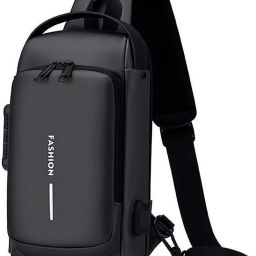 Black Men & Women Sling Bag Waterproof AntiTheft Polyester Slim Leisure Travel Crossbody/Chest/Shoulder Bag-56