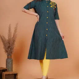 Women Embroidered Pure Cotton A-line Kurta-picture-15