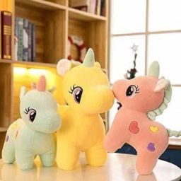Pink, Blue & Yellow Unicorn Stuffed Soft Toy Plush for Kids Baby Boy Girl Birthday Set of 3- 28 cm-14