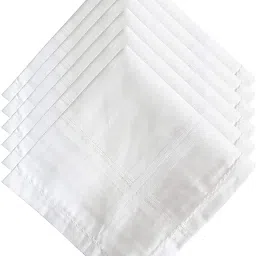 LUXURY CRAFT 100% Cotton Plain Striped hanky for men ( 46cm * 46 cm ) ["White"] Handkerchief-image-88