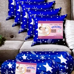 5 Cushion And 2 Polyester Fibre Abstract Bolster Pack of 7-image-47