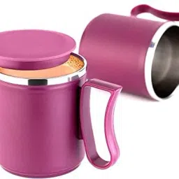 Stainless Steel Tea/Milk/Beverage/Coffee Set Of 2 Pic - 300 ML -(PURPLE) Stainless Steel Coffee Mug-7