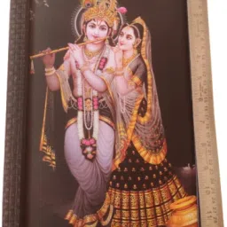 (Pack of 1) Radha Krishna Traditional for Wall decor with black frame 12 inch MDF-image-27