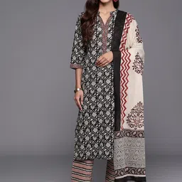Libas Women Floral Printed Regular Pure Cotton Kurta with Palazzos & Dupatta-image-66