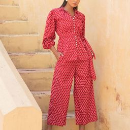 KAORI BY SHREYA AGARWAL Printed Pure Cotton Shirt And Palazzos-image-72