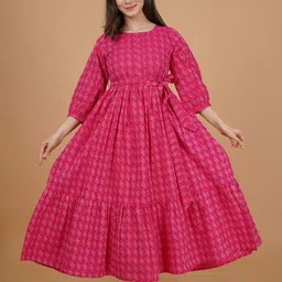 indianic Self Design Pure Cotton Stitched Flared/A-line Gown-picture-26