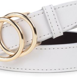 Women Formal White Artificial Leather Belt-image-12
