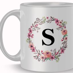 Best Gift Letter S Flower Alphabet Special Day Ceramic Coffee Ceramic Coffee Mug-image-43