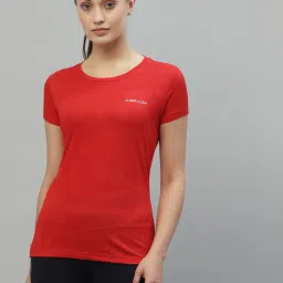 Women Solid Round Neck Polyester Red T-Shirt-image-82