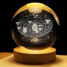 3D Crystal Ball Lamp | Night Light with Wooden Base | Table Lamp-16