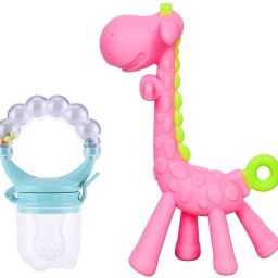 Baby Silicone Giraffe Flexible Massager Teether | Baby Soother Rattle Teething Teether-image-12