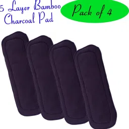 the little lookers 5 Layer Bamboo Charcoal Inserts/Liners/Pads/Cloth Diaper Liner/Wetfree Reusable Washable Cotton Diaper Nappy Inserts/Charcoal Pads for Baby Cloth Diapers (Charcoal Insert, Pack Of 4) image 2