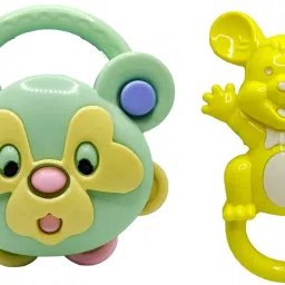 kidz n toys Colorful Non Toxic Pack of 6 Rattle Set with Teether for, Toddlers Babies Rattle image 3
