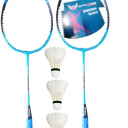 Badminton Racquet Combo KIT Set Of 2 Piece With Shuttle White, Green Strung Badminton Racquet-18