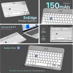 EVM WLKM Bluetooth Standard Multi-device Keyboard Compatible with Desktop, Laptop, Mac Compact, Wireless, Portable, 150 mah Battery image 2