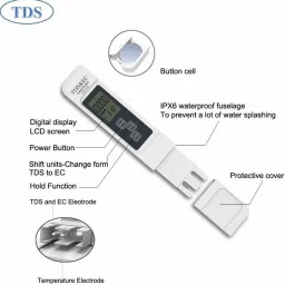 shapure Digital Water TDS EC and Temperature (3 in 1) Meter, Purity Tester, ATC Function, 1ppm Resolution, 0-9990 ppm Digital TDS Meter image 2
