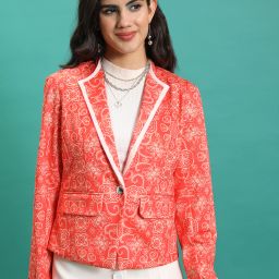 Women Printed Single Breasted Casual Blazer-image-59