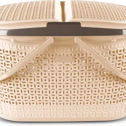 Polypropylene Pluto Picnic Basket with Two Side Opening Lid and with Handles Storage Basket-18