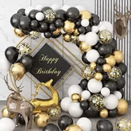 Solid 50pcs golden silver black balloon garland kit for birthday, wedding Balloon-image-6