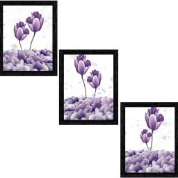 Set of 3 Abstract Flowers Art Framed Art Painting (4215BK) without glass Digital Reprint 13 inch x 10.2 inch Painting-image-5