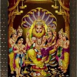 Narasimha Avatar with Lakshmi (1899) Digital Reprint 13 inch x 10.2 inch Painting-image-17