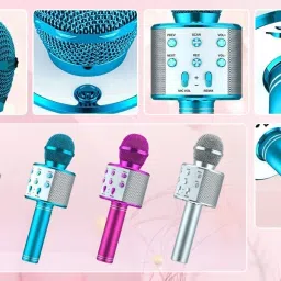 zmoly Duplex Bluetooth Mic WS-858 SING SONG MIKE Speaker 2-in1 With Recording + USB + FM Microphone image 2