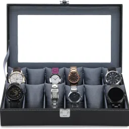 Watch box 12 slots for 12 Watches( 12 watch holder colour Gray) Watch Box-image-18