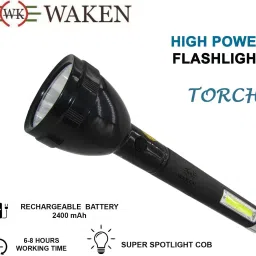 waken LED Laser High Beam 1Km Range Torch & Emergency Light ABS Plastic Torch image 4