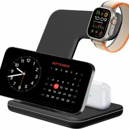 unigenaudio UNIDOCK 3 in 1 Wireless Charging Station 15W [Qi Certified] For Apple Watch, Wireless Earbuds and Qi enabled Phones (No Adapter)- Black Charging Pad-14