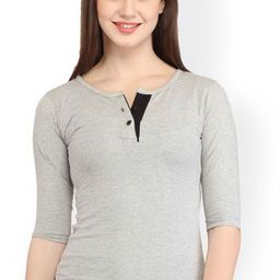 moda rapido Casual Regular Sleeves Solid Women Grey Top-picture-21