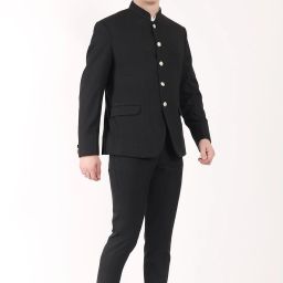 Men Black Two Piece Suit Solid Suit-image-87