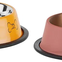 Combo of Anti-Skid Water and Food Feeding Bowls Pack of 2 Stainless Steel Pet Bowl-image-34