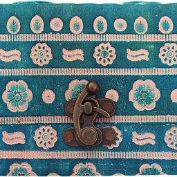 craft club Blue Leather Embossed Notebook With C-Lock A6 Diary Unruled 144 Pages image 3