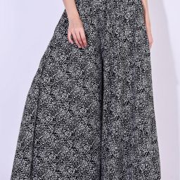 Women Flared Black Viscose Rayon Trousers-image-69