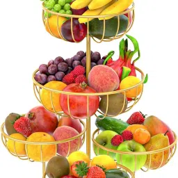 5 Tier Fruit Basket Bowl for Kitchen Counter Metal Wire Fruit Rack Storage Stand Iron Fruit & Vegetable Basket-3